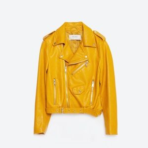 Zara Mustard Pleather Jacket Small
